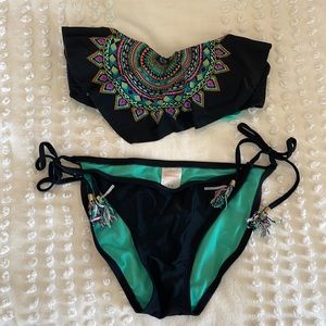 Bandeau top bathing suit. Two piece. Size medium.